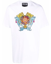 T-shirt à col rond imprimé blanc VERSACE JEANS COUTURE