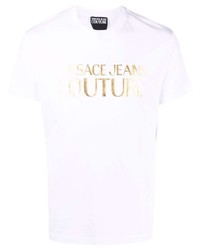 T-shirt à col rond imprimé blanc VERSACE JEANS COUTURE