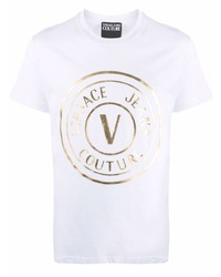 T-shirt à col rond imprimé blanc VERSACE JEANS COUTURE