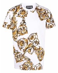 T-shirt à col rond imprimé blanc VERSACE JEANS COUTURE