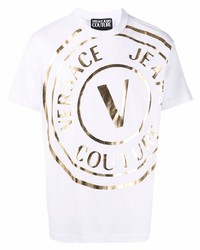 T-shirt à col rond imprimé blanc VERSACE JEANS COUTURE