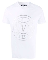 T-shirt à col rond imprimé blanc VERSACE JEANS COUTURE