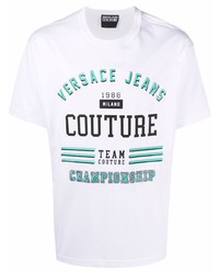 T-shirt à col rond imprimé blanc VERSACE JEANS COUTURE