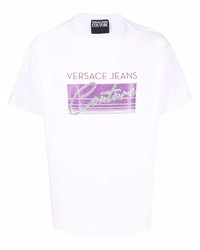 T-shirt à col rond imprimé blanc VERSACE JEANS COUTURE