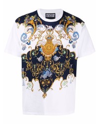 T-shirt à col rond imprimé blanc VERSACE JEANS COUTURE