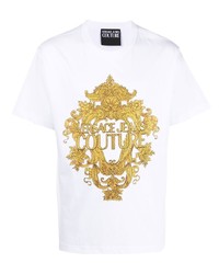 T-shirt à col rond imprimé blanc VERSACE JEANS COUTURE