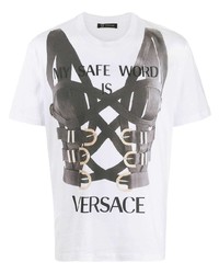 T-shirt à col rond imprimé blanc Versace