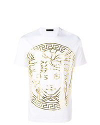 T-shirt à col rond imprimé blanc Versace