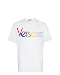 T-shirt à col rond imprimé blanc Versace