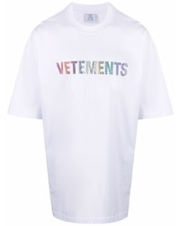 T-shirt à col rond imprimé blanc Vetements