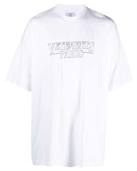 T-shirt à col rond imprimé blanc Vetements