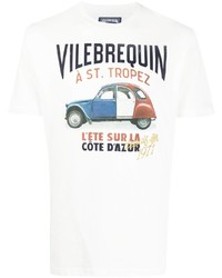 T-shirt à col rond imprimé blanc Vilebrequin