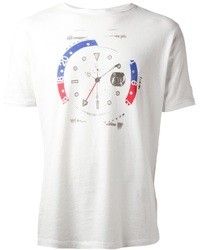 T-shirt à col rond imprimé blanc Vintage 55