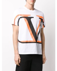 T-shirt à col rond imprimé blanc Valentino