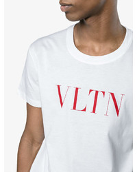 T-shirt à col rond imprimé blanc Valentino