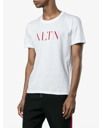 T-shirt à col rond imprimé blanc Valentino