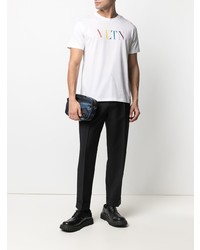 T-shirt à col rond imprimé blanc Valentino