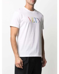 T-shirt à col rond imprimé blanc Valentino