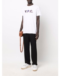 T-shirt à col rond imprimé blanc A.P.C.