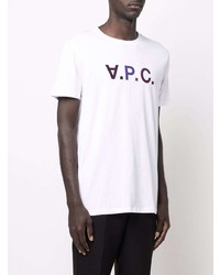 T-shirt à col rond imprimé blanc A.P.C.