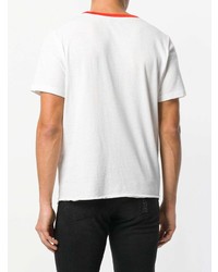 T-shirt à col rond imprimé blanc Saint Laurent