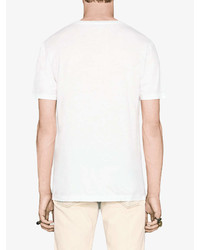 T-shirt à col rond imprimé blanc Gucci