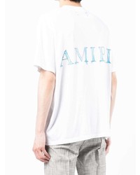 T-shirt à col rond imprimé blanc Amiri