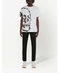 T-shirt à col rond imprimé blanc Alexander McQueen