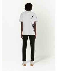 T-shirt à col rond imprimé blanc Alexander McQueen