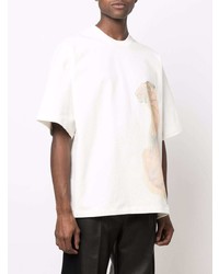 T-shirt à col rond imprimé blanc Jil Sander