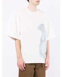 T-shirt à col rond imprimé blanc Jil Sander