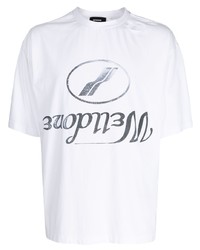 T-shirt à col rond imprimé blanc We11done