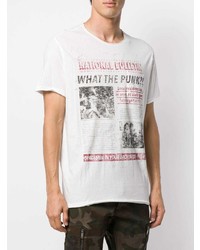 T-shirt à col rond imprimé blanc John Varvatos