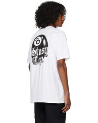 T-shirt à col rond imprimé blanc Stussy