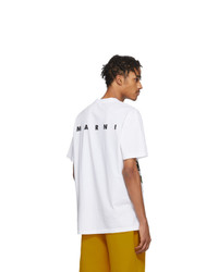 T-shirt à col rond imprimé blanc Marni