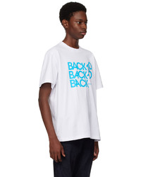 T-shirt à col rond imprimé blanc Sacai