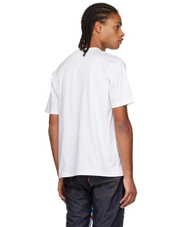 T-shirt à col rond imprimé blanc Junya Watanabe