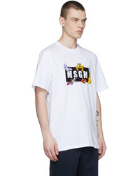 T-shirt à col rond imprimé blanc MSGM