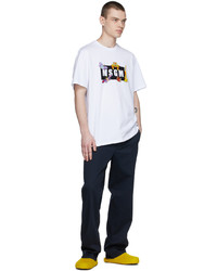 T-shirt à col rond imprimé blanc MSGM