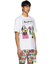 T-shirt à col rond imprimé blanc Moschino