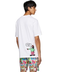 T-shirt à col rond imprimé blanc Moschino