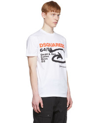 T-shirt à col rond imprimé blanc DSQUARED2