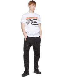 T-shirt à col rond imprimé blanc DSQUARED2