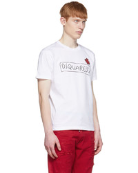 T-shirt à col rond imprimé blanc DSQUARED2