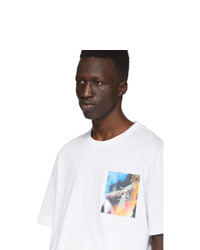 T-shirt à col rond imprimé blanc Juun.J