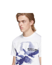 T-shirt à col rond imprimé blanc Helmut Lang