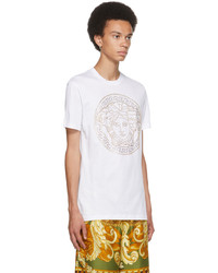 T-shirt à col rond imprimé blanc Versace