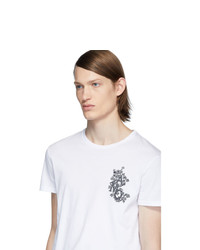 T-shirt à col rond imprimé blanc Alexander McQueen