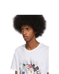 T-shirt à col rond imprimé blanc Alexander McQueen