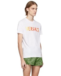 T-shirt à col rond imprimé blanc Versace